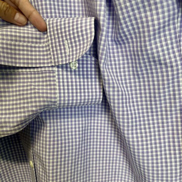 Brooks Brothers Regent Shirt Mens 15 1/5-34 Purple Plaid Button Down Non Iron - Picture 5 of 10